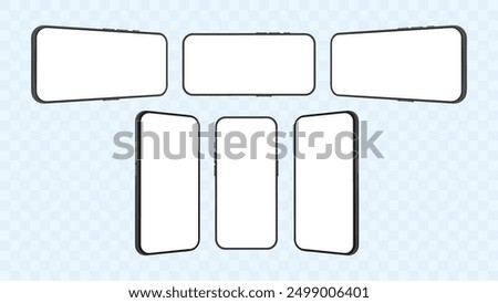 Smartphone Mockup Vector Templates - Horizontal, Vertical, Front, Perspective Side View and Multiple Angles with Editable Screen