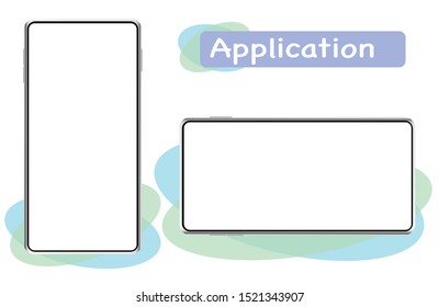 Smartphone mockup with vertical and horizontal screen on blue purple background for application promotion or presentation 
