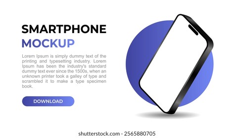 Smartphone Mockup, Website Realistic Mobile phone display, device blank screen. Vector illustration