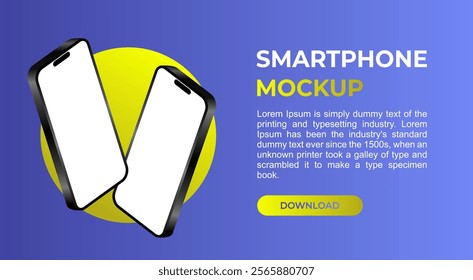 Smartphone Mockup, Website Realistic Mobile phone display, device blank screen. Vector illustration