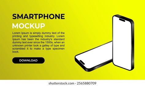 Smartphone Mockup, Website Realistic Mobile phone display, device blank screen. Vector illustration