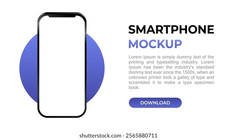 Smartphone Mockup, Website Realistic Mobile phone display, device blank screen. Vector illustration