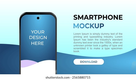 Smartphone Mockup, Website Realistic Mobile phone display, device blank screen. Vector illustration