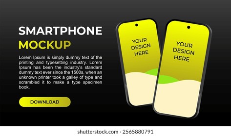 Smartphone Mockup, Website Realistic Mobile phone display, device blank screen. Vector illustration