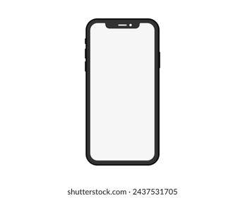 Smartphone Mockup with White Screen Isolated on White Background. Phone 14 13 Device UI UX iOS 16 Vector Illustration.