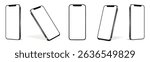 Smartphone mockup white screen. Mobile phone vector mockup isolated on white background