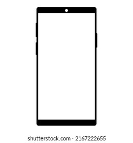 Smartphone-Modell mit weißem Bildschirm. Vektorgrafik einzeln auf weißem Hintergrund