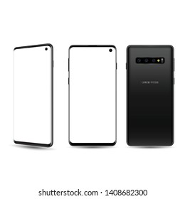Smartphone mockups set. Vector illustration easy to replace application demo and add website in to screen.