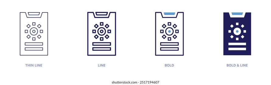 Smartphone models icon in 4 different styles. Thin Line, Line, Bold, and Bold Line. Duotone style. Editable stroke.
