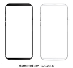 Smartphone with modern frameless design and blank screen - vector eps 10 illustration