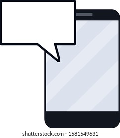 Smartphone. Modern gadget. Bubble for text. SMS and message template. Simple flat illustration. 
