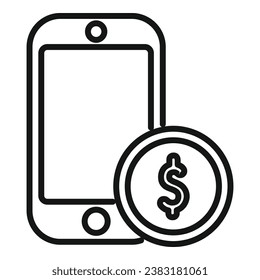 Smartphone money app icon outline vector. Card atm credit. Business account
