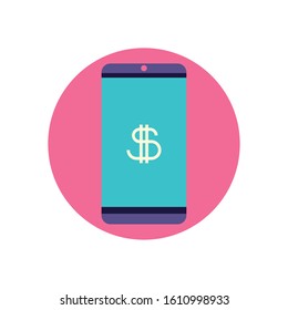 smartphone of money financial item banking commerce market payment buy currency accounting and invest theme Vector illustration