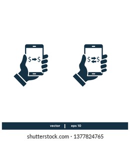 smartphone with money icon mobile tranfer money symbol logo template