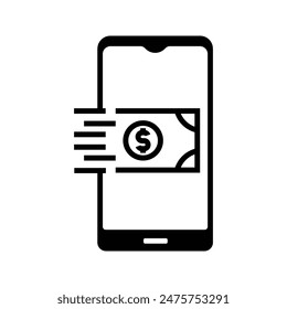 smartphone with money, illustration of online banking and transaction icon vector