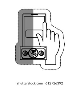 smartphone with money isolated icon