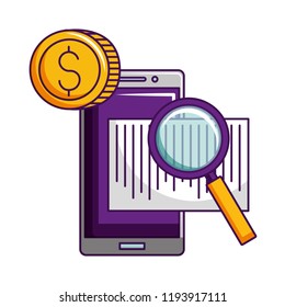 smartphone money magnifying glass bill
