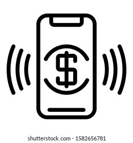 Smartphone money payment icon. Outline smartphone money payment vector icon for web design isolated on white background