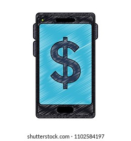 Smartphone and money scribble