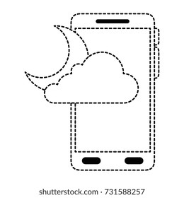 smartphone with moon and cloud weather application