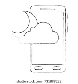 smartphone with moon and cloud weather application