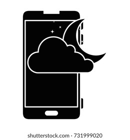 smartphone with moon and cloud weather application
