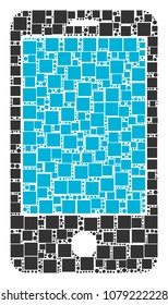 Smartphone mosaic icon of square figures and round items in different sizes. Vector objects are formed into smartphone mosaic design concept.