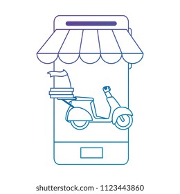 smartphone with motorcycle delivery service