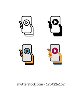 Smartphone Movie and Multimedia Function Icon, Logo, and illustration Vector