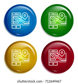 Smartphone multi color gradient glossy badge icon set. Realistic shiny badge icon or logo mockup