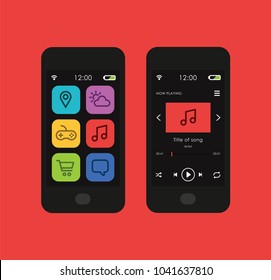 Smartphone with a music app interface