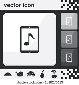 Smartphone with music note flat set of buttons vector icon.