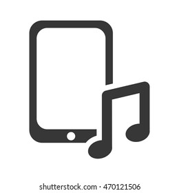 Smartphone music note gadget technology media icon. Isolated and flat illustration. Vector graphic