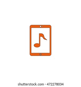 Smartphone with music note icon.