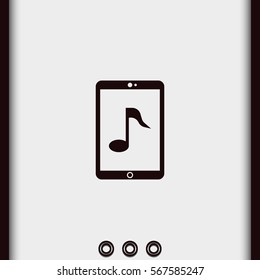 Smartphone with music note icon.