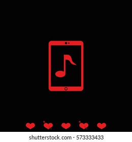 Smartphone with music note icon.