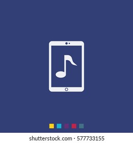 Smartphone with music note icon.