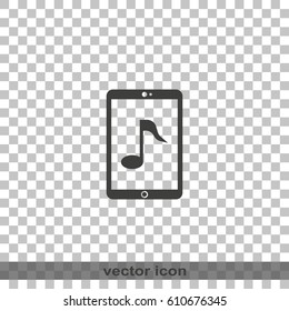 Smartphone with music note icon.