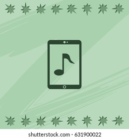 Smartphone with music note icon.