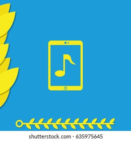 Smartphone with music note icon.