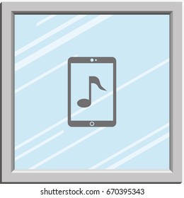 Smartphone with music note icon.