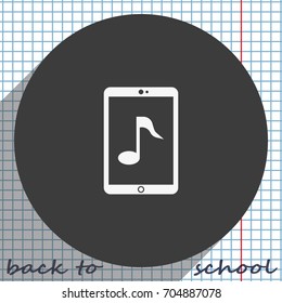 Smartphone with music note icon.