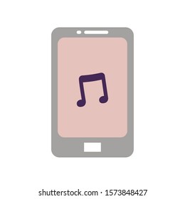 smartphone music note icon on white background vector illustration
