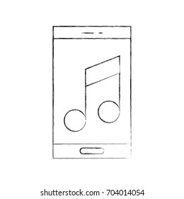 smartphone with music note isolated icon