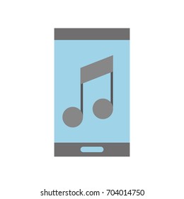 smartphone with music note isolated icon