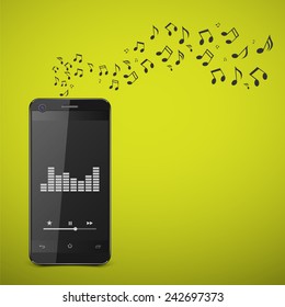 Smartphone with music notes.vector