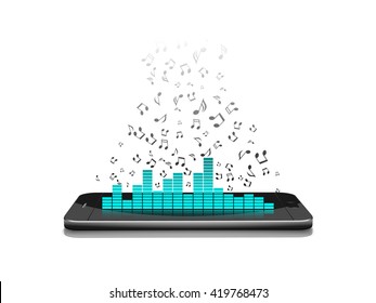 Smartphone with music notes.vector
