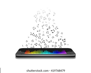 Smartphone with music notes.vector
