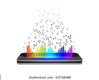 Smartphone with music notes.vector
