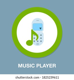 Smartphone with music player app. Flat style icon. music player vector illustration